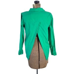 Pieces Green button down shirt with open back in size Medium